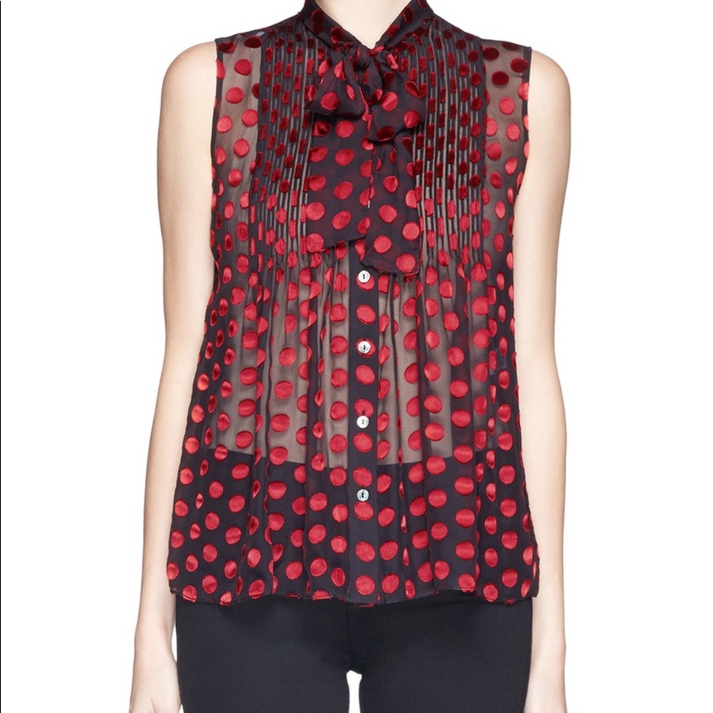 Diane Von Furstenberg Red Polka Dot Blouse